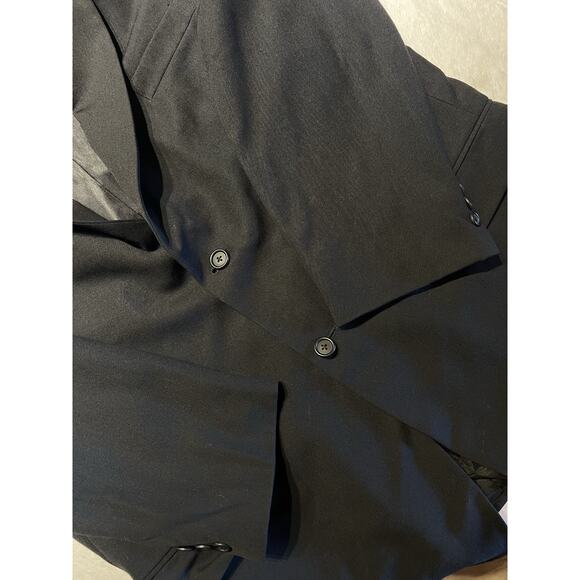 Evan Picone Mens 46L 38x30 Solid Black Heavier 2 Piece Suit Virgin Wool - Picture 7 of 16